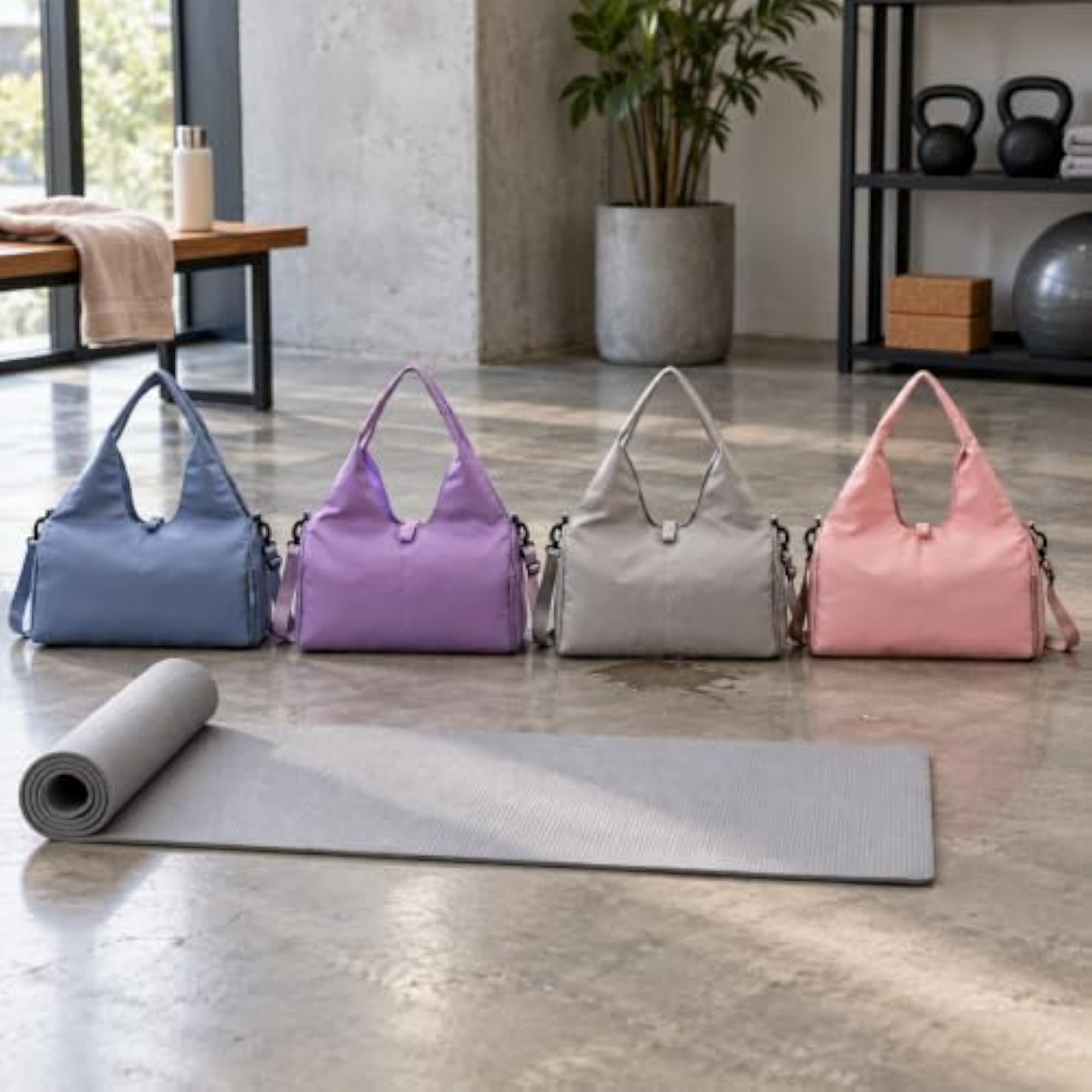 Large Capacity Gym & Yoga Duffel Bag with Yoga Mat Strap, Pink