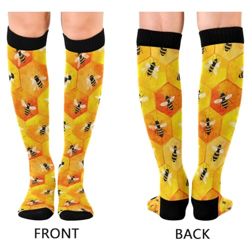 Image of Wusikd Heartbeat Symbol Compression Socks for Women and Men Circulation Black Long Socks for Athletic Running 1