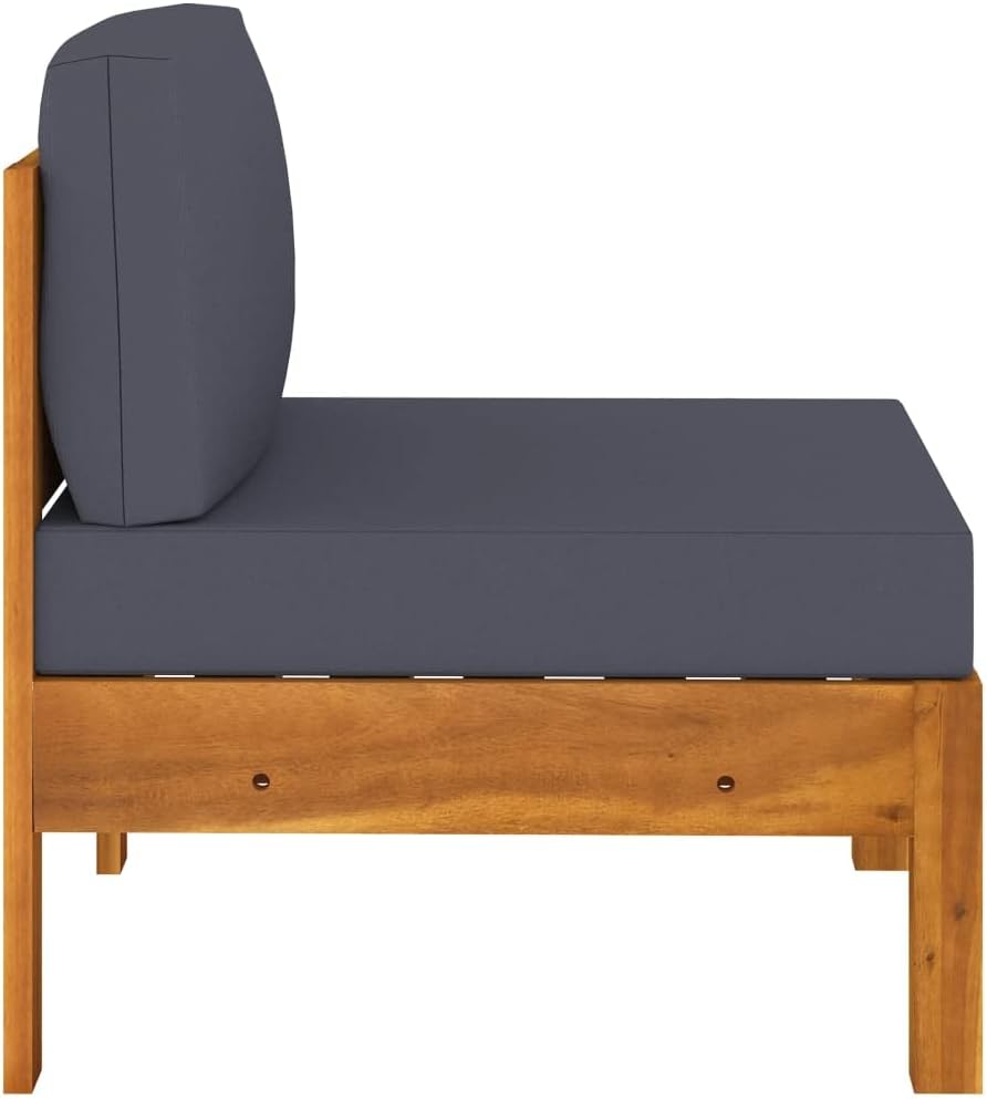 Dark Grey 3-Seat Acacia Wood Patio Loveseat 25.6"x23.6"x23.6" for Garden/Balcony/Porch/Backyard, Easy Assembly
