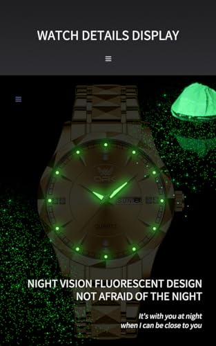 Image of OPK Watches for Men Diamond Roman Analog Mens Watches Waterproof Large Stainless Steel Men Wrist Watch Business Father Gift Watch Blue