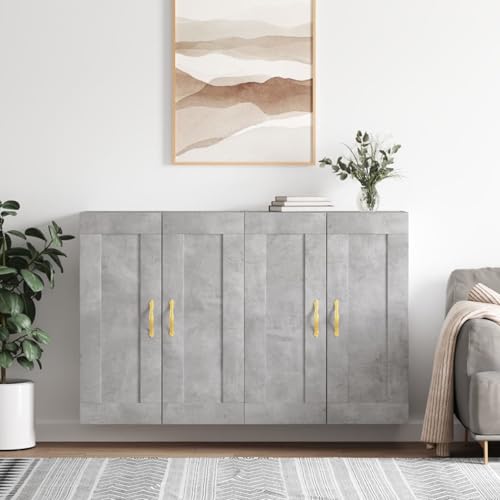 Gecheer Armarios de Pared Armario Multiusos para Colgar Armario Colgante 2 uds Madera de ingeniería Gris hormigón 3#