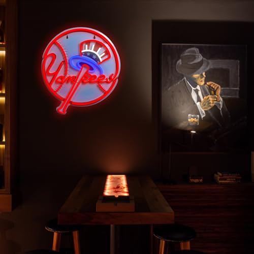 Image of AHlove Neon Signs for Wall Decor,Baseball Team Neon Lights for Bedroom,LED Signs Suitable for Man Cave,Birthday、Father's Day and Christmas Gifts for Man 13 * 15Inch