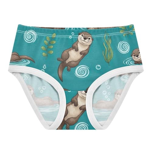 Girls Underwear Toddler 2t Cotton Cute Panties Girl Artistic Kids Briefs Undies Cute Cartoon Otters Water Swirls