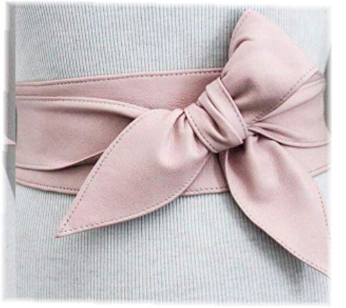 Woman's Baby Pink Genuine Leather Obi Sash Wrap Tie Plus Size Corset Waist Cincher Wide biker Leather Belt3