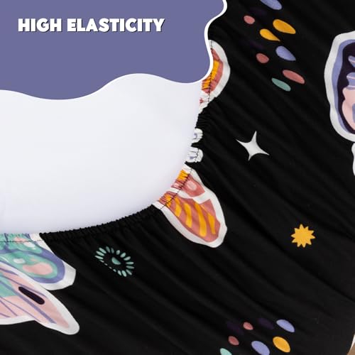 Image of Meeting Story Glow in the Dark Girl Butterfly Full Bedding Sets Zipper Bedding, 3 Pcs Zip Up Comforter Bed in a Bag with Fitted Sheet and 2 Pcs Pillowcases(Blackpurple,Full)