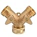 SHANG-JUN Abreuvoir chronométré Deux Voies 3/4" Tap connecteur Adaptateur Laiton Massif Jardin Robinet Adaptateur Connecteur Double buse Tuyau séparateur commutateur Valve pour Robinet extérieur