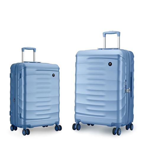 Image of Maleta Crescent Cabin and Check-in Medium Luggage| 20'' and 24'' | TSA Lock,Expandable,Anti-Theft Zipper,Wet-Dry Compartment| Suitcase (Blue, Set of 2 (Small-Medium))