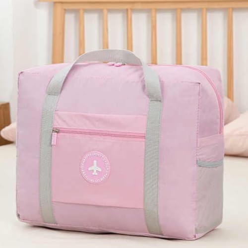 Image of CAVALO Be Unique Travel Duffle Bag for Luggage Spacious with Pockets Foldable Weekender Zipper Bag, Stylish Handbag Carry on Trolley Bag Waterproof Nylon Pink (44 x 18 x 35 cm)