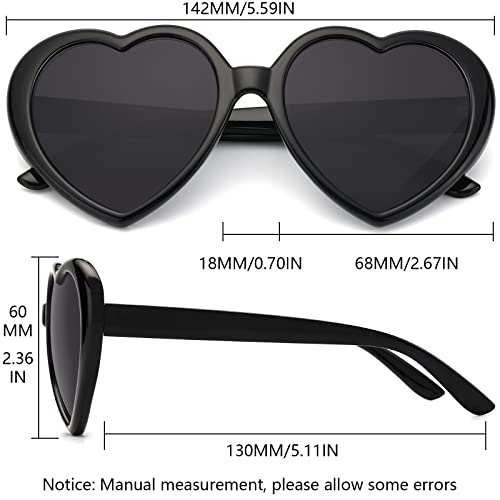 IOHLNG Heart Sunglasses for Women Men Oversized Trendy Love Shaped Sunglasses Non Polarized Shades Retro Lovely Fashion Cute Sun Glasses Black Frame Grey Lens4