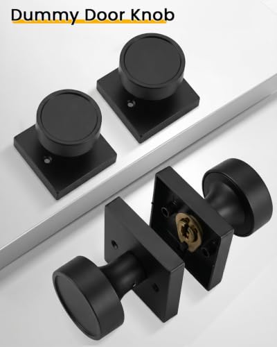 Image of Goldenwarm Black Door Knobs Dummy, No-Turning Single-Sided Interior Door Knob for for Pantry, French Doors & Closets, 2 Pack /4 Pieces