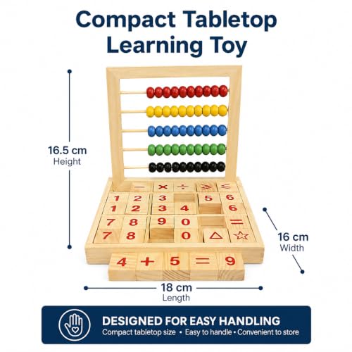 Image of LITTLEMIND Wooden Abacus Math Learning Toy for Kids 3+ Years | Counting Beads & Number Blocks | Montessori Educational Toy for Addition, Subtraction & Early Learning | STEM Preschool Toy