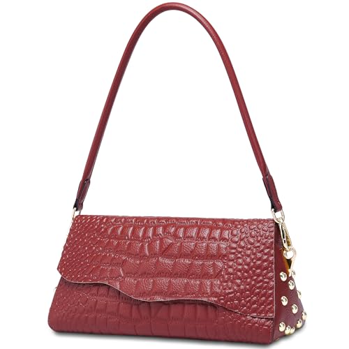 Image of BOYATU Genuine Leather Shoulder Bag Women: Handmade Crocodile Pattern Purse