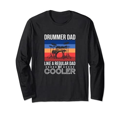 Drummer Dad Like A Regular Vintage Drummer Dad Father's Day Manga Larga