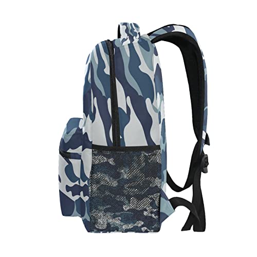 Classic Camouflage Kids Backpack for Boys Girls,Blue Camo Army 16 Inch School Backpack for Elementary Preschool Kindergarten Bookbags for Teens Children Women Men College Travel Bag3
