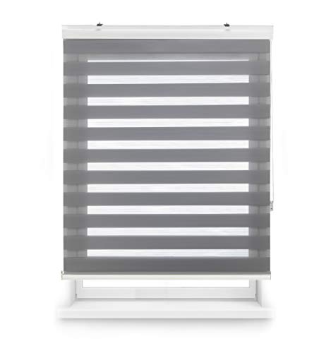 Blindecor Vela tenda a rullo in doppio strato notte e giorno con cassonetto in alluminio | Argento grigio, tenda per interne 180 x 180 cm (Larghezza x Altezza) | Dimensioni del tessuto 177 x 175 cm