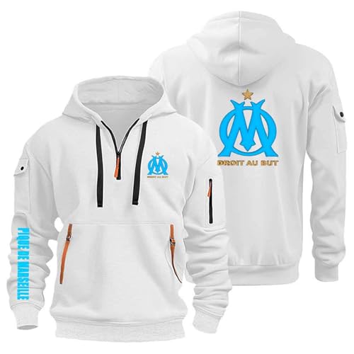 Manteaux à capuche homme pull Marseille blanc manches longues zippé