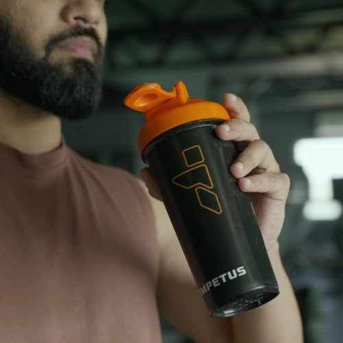 Image of IMPETUS Protein Shaker Gym Bottle 700ml - Leakproof Gym Shaker Sipper for Protein & Pre-Workout Drinks, Durable Polypropylene Bottle for Men & Women (Black)
