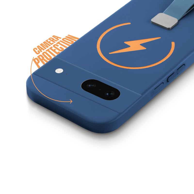 Image of Mr. Case Back Cover for Google Pixel 7 Compact and Stylish Silicon Finish Hard Back | Integrated Grip Strap | Wireless Charging Support - Blue