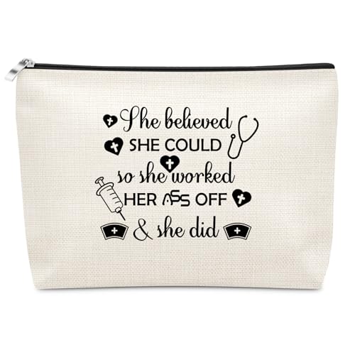 Nurse Makeup Bag Nurse Appreciation Gifts for Daughetr Sister Best Friend Auntnursing Graduation Gift Cosmetic Bag with Zipper Nurses Week Gift for Her Christmas Birthday Travel Pouch