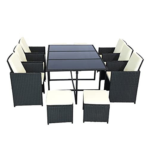 Ribelli Gartenmöbel Set 11-Teilig, Balkonmöbel aus Polyrattan, Wetterfest Sitzgruppe, Sitzgarnitur mit Sofa, Esstisch… – Bild 8