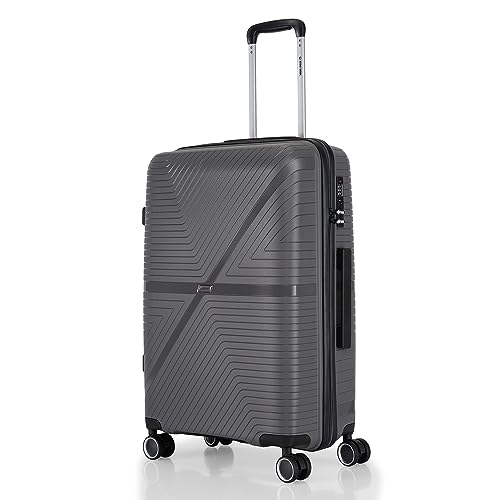 Image of Stony Brook Nasher Miles Axis 65 Cm 24 Inch Polypropylene Hard-Sided 4 Wheels Spinner Check-in Luggage Trolley Bag (Dark Grey)