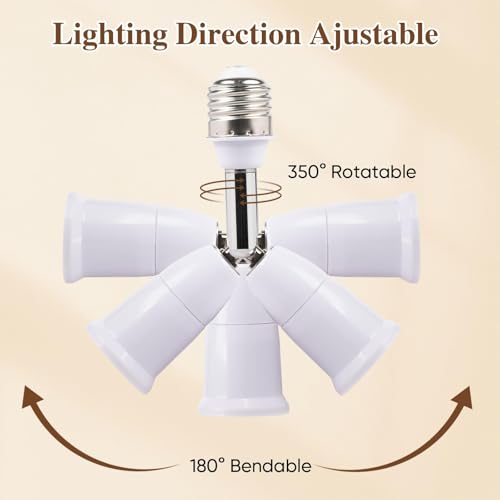 Image of 2 Pcs E27 Bulb Holder, Bulb Holder with Plug Socket, Adjustable Lighting Angles for Home and Commercial Use, Bulb to Plug Socket Converter for Adjustable Setup