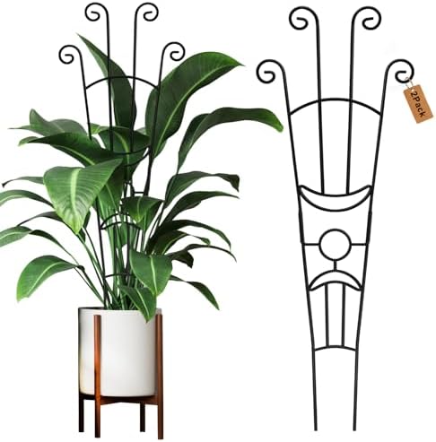 Xeeol 32.6in Plant Trellis for Climbing Plants Indoor, Expandable Large Metal Trellis for Potted Plants, Heavy-Duty Tall Pothos Plant Climber Support for Ivy Pothos Hoya Monstera, 2P