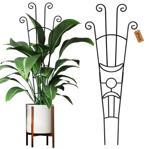 Xeeol 32.6in Plant Trellis for Climbing Plants Indoor, Expandable Large Metal Trellis for Potted Plants, Heavy-Duty Tall Pothos Plant Climber Support for Ivy Pothos Hoya Monstera, 2P
