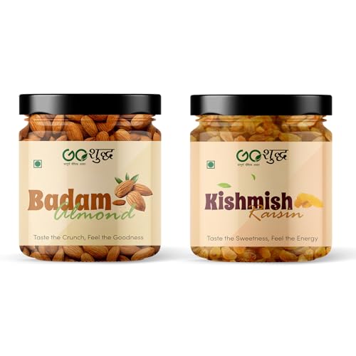 Image of Goshudh Almonds 250g + Raisins 250g Combo Pack | Natural & Crunchy, Protein-Rich Dry Fruits, Perfect Healthy Snack (500gm Combo Pack)