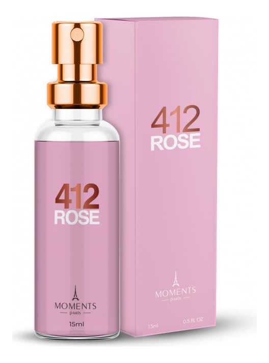 Perfume de Bolsa Feminino 412 ROSE 15ml Moments Paris Excelente Presente Maravilhosa Fragrância Floral Frutado Parfun Longa Duração Alta FIxação EDP Spray Dia Noite Mulher Delcada e Sensual