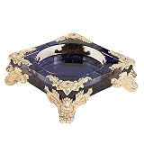 Cenicero de cristal lujoso estilo europeo personalidad creativa tendencia hogar sala de estar oficina concierto sala cenicero color - azul WXIFEID (color: azul), color: azul