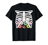 halloween adult youth kids food rib cage skeleton doughnut maglietta
