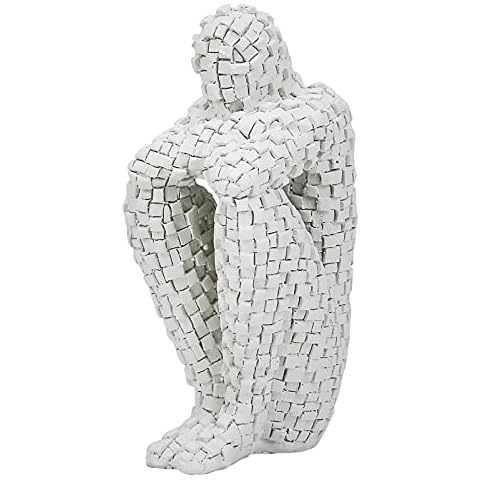 Resin Statue Mosaic Style Figure Decoration, Abstract Sculptures Collectible Figurines for Home Decor Modern Office Shelf Desktop. (Small, White) Cover