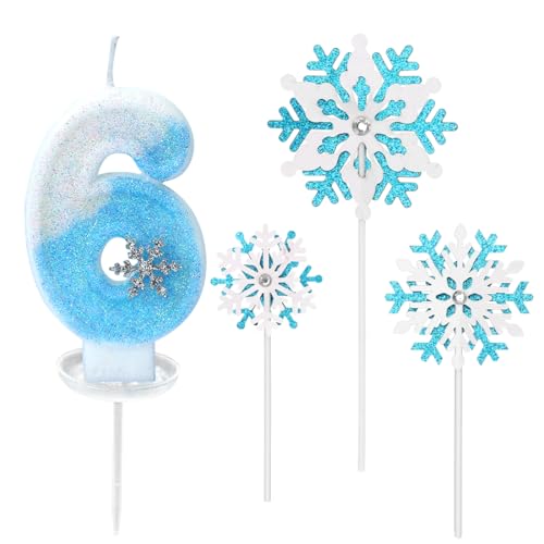 Velas de aniversário número 6, vela de 6 anos, decoração de aniversário Frozen para bolo, decoração de bolo de aniversário para festa de aniversário, casamento, aniversário.