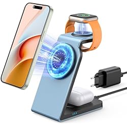 Cargador Magsafe Ishop Cargador inalámbrico i.Phone 3 en 1: Cargador Magsafe para i.Phone 15 14/13/12 Plus/Apple Watch 8 Ultra/7/6/SE/5/4/3/2, Airpods 3/2/pro