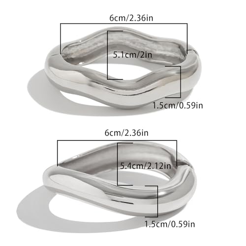 Image of Salircon Gold Bangle Bracelets for Women Gold Wide Chunky Bracelets Trendy Hinged Cuff Open Chunky Bracelet Irregular Jewelry