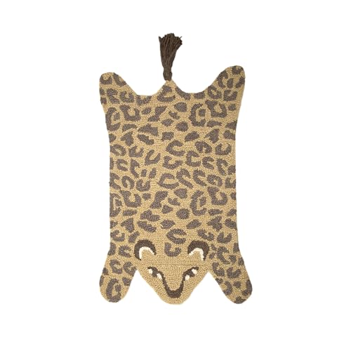 Image of Crane Baby Safari Nursery and Toddler Room Décor, Wool Floor Rug for Boys and Girls, Leopard Shape, 23" x 36"