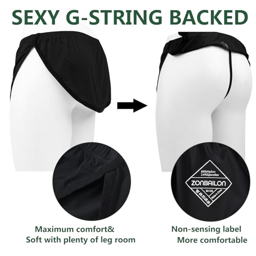 ZONBAILON Men's Boxers, G-String Backed Pouch Thongs with Skirting, Sexy Sleep Shorts Silky Pajama Underwear, Split Side4