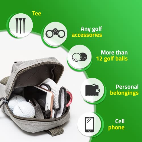 CreateG Golf Tee Bag, Professional Zipper Golf Players Valuables Tee/Ball Pouch Bag, Zipper Golf Utility Pouch with Clip to Attach on Golf Bag and Waist (Gray) - Thumbnail 3