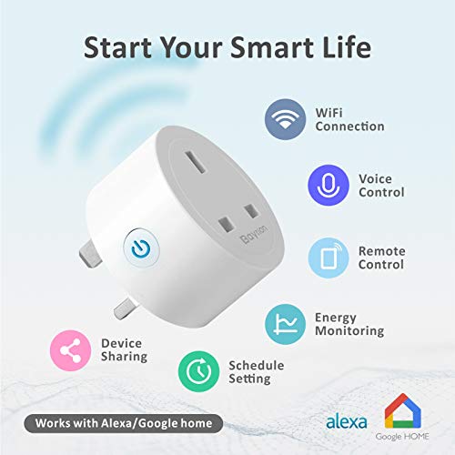 Baytion WiFi Smart Plug, Baytion 16A Energy Monitoring WLAN Smart Plug Socket Work with Alexa,Echo, Google Home Mini Smart Outlet Remote and Voice Control No Hub Required (2P) - Image 3