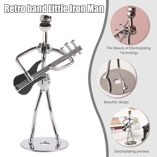 Figura decorativa músico metálico con guitarra eléctrica miniatura 2