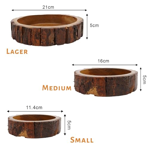 Image of ADA Handicraft Premium Pakka Mango Wood Handmade & Handcrafted Wooden Round Shape Serving Tray, Wooden Platter - Set Of 3 Small (5 Inch), Medium (7 Inch), Large (9 Inch)
