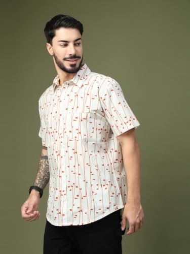 Image of Off White Minimal Geometric Printed Half Sleeve Shirt