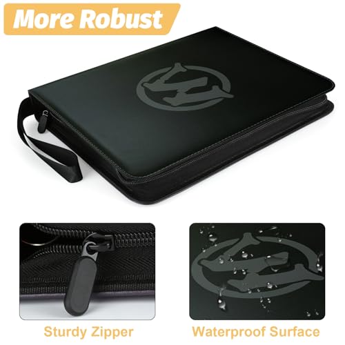 Image of Trading Card Binder,9-Pocket Premium Collector Card Binder Holds 720 Cards,Standard Cards Collection Album Folder for MTG,TCG,Yugioh(Black 2)