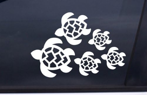 TURTLES SWIMMING Sticker 7.3"x5" WHITE
