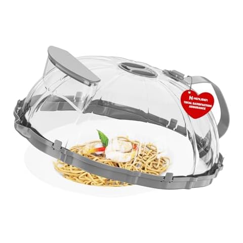 Henlisen Microwave Splatter Cover for Food: 10"" Clear Microwave Cover with Water Steamer and Handle, BPA Free & Dishwasher Safe Splatter Guard Kitchen Gadgets for Gifts (Gray, 1 Pack) Cover