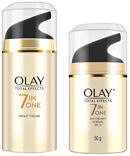 Image of Olay Day Cream Total Effects 7 in 1, Anti-Ageing SPF 15, 50g And Olay Night Cream Total Effects 7 in 1, Anti-Ageing Moisturiser, 50g