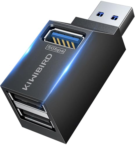 KiWiBiRD Puerto USB Multiple, Hub USB 3.0 Mini, 2 x USB2.0 Conector, Adaptador duplicador USB concentrador ladrón para Ordenador portátil, PC Compatible con Impresora, Teclado, ratón, Auriculares