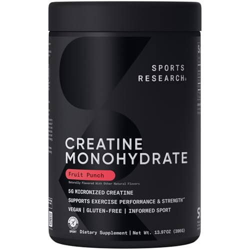 Image of Sports Research Creatine Monohydrate Powder 5g, Fruit Punch (13.97oz)