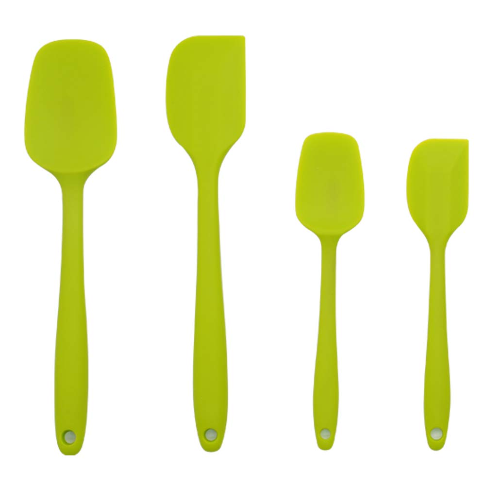 FeMereina Silikon Spatel Set 6 Stück Teigschaber Silikon Hitzebeständig Einteiliges Nahtloses Design zum Backen, Kochen und Mischen Hitzebeständiger Antihaft-Küchenbackwerkzeuge (Grün, 1)